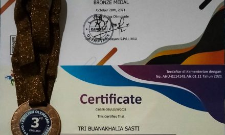 Ananda Tri Buanakhalia Meraih Juara “ENGLISH OLIMPYAD” Bronze Medal Tk. NASIONAL